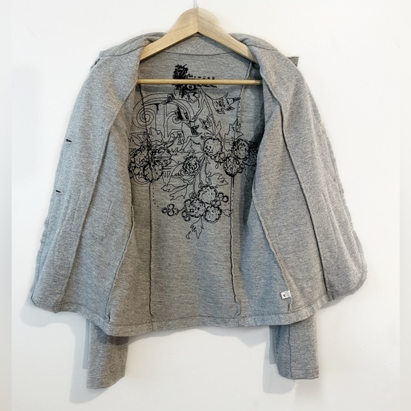 Vintage Anthropologie Grey Cotton Blazer Pockets Fitted Jacket Women’s Medium - Picture 7 of 10